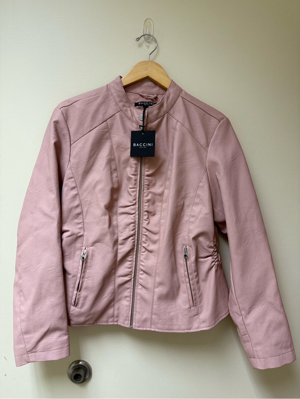 NWT 🌻Baccini Blush Pink Faux Leather Zip-Up Jacket💓